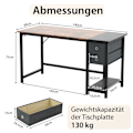 Miniatyrbillede 2 af 5: 140 cm langt skrivebord med 2 skuffer & høretelefonkrog & opbevaringsrum computerbord