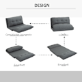 Miniatyrbillede 5 af 10: Gulvstol 2-i-1 Gulv Sovesofa Sovesofa 13 Positioner Justerbart ryglæn til stue Linned 100 x 71 x 54 cm Grå