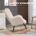 Miniatyrbillede 5 af 10: Gyngestol, Accentstol, Afslapningsstol Med Berberfleece, Til Soveværelse, Op Til 120 Kg, Beige, 71X92X101 Cm