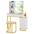 Miniatyrbild 1 av 5: Sminkbord med 7 dynamiska och 7 statiska dimbara LED-belysning sminkbord vit