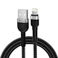 Pikkukuva 1 / 8: Punottu kaapeli iPhonelle USB-A - Lightning 2.4A 1m musta