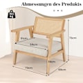 Miniatyrbillede 2 af 5: Lænestol med rattan ryglæn Spisestuestol med polstret sæde Polstret læsestol