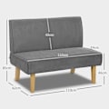Miniatyrbillede 4 af 10: 2-personers sofa, sofa i fløjlsmønster, træben, polstret sofa, dobbeltsofa til soveværelse, stue, 110 x 62 x 85 cm, grå