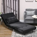 Miniatyrbillede 8 af 10: Sovestol Foldestol Sengefunktion Enkeltsofa Pude Gæsteseng Polstret Sofa Velvet Sort 77X88X83Cm