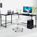 Miniatyrbillede 1 af 5: L-formet computerbord PC hjørne skrivebord vinkel skrivebord sort/naturlig 168 x 125 x 74 cm-sort