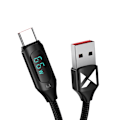 Miniatyrbild 1 av 7: USB-A - USB-C-kabel med LED-display 66W 6A 1m svart