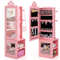 Miniatyrbild 1 av 5: 3 i 1 spegelskåp med fullängdsspegel &amp; Klädställ barnsmyckesskåp rosa
