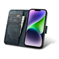 Miniatyrbillede 1 af 9: 2-i-1 læder Flip Cover iPhone 14 Anti-RFID olievoks pung etui Blå