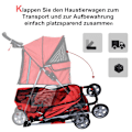 Miniatyrbillede 5 af 10: Dog Buggy Hundevogn I Rød, Hundevogn Buggy Stroller Jogger Trailer, Let Og Foldbar