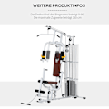Miniatyrbild 7 av 10: Träningsstation för hemmet, totalt 45 kg, med pressarm, benframkallare, rullkuddar, PU-syntetläder, 150 x 110 x 210 cm, vit