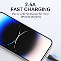 Pikkukuva 7 / 8: Punottu kaapeli iPhonelle USB-A - Lightning 2.4A 1m musta