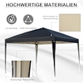 Miniatyrbillede 5 af 10: Pavillon ca 3x3m, vandafvisende, stabil, vintertæt pop-up foldepavillon, UV beskyttelse, sammenklappeligt partytelt, havetelt med taske, havepavillon