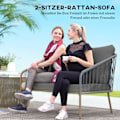 Pikkukuva 5 / 10: Puutarhasohva tyynyillä 2-istuttava rottinki sohva Lounge sohva ulkoparveke sohva rottinki sohva Puutarha Lounge polyrottinki Puutarhakalusteet Parvek