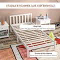 Miniatyrbillede 7 af 10: Sengeramme træseng med lamelramme, 208 x 96 cm sengeramme med sengegavl, enkeltsengstel til soveværelse, hvid