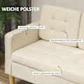 Miniatyrbillede 5 af 10: 3 personers sofa, sofa med opbevaringsplads, træben, polstret sofa med fløjlslook til stue, soveværelse, 166,5 x 62 x 82 cm, cremehvid