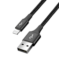 Miniatyrbillede 2 af 9: USB kabel 4i1 Iphone Lightning 2 x USB-C microUSB i nylon fletning 3,5A 1,2m sort