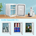 Miniatyrbillede 2 af 5: Minikøleskab 10 L bærbart køleskab med LED-spejl 23 x 28 x 34 cm Hvid