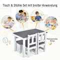 Miniatyrbillede 4 af 5: 4-delt børne siddegruppe træ siddegruppe børne børne bord gruppe grå + hvid