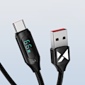 Miniatyrbild 2 av 7: USB-A - USB-C-kabel med LED-display 66W 6A 1m svart