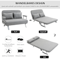 Miniatyrbillede 5 af 10: Sovesofa To-Personers Seng Funktion & Hynder, Justerbar Sofa, Op Til 150 Kg, Lysegrå
