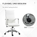 Miniatyrbillede 7 af 10: Kontorstol med vippefunktion, stålfødder, ergonomiske, 360° drejelige hjul, imiteret læder, bæreevne 120 kg, 54 x 62 x 104-114 cm, hvid
