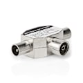 Miniatyrbillede 7 af 9: Satellit & Antenne adapter | 2x Coax Han | IEC (Coax) Hun | Nikkelplateret | 75 Ohm | T-Splitter | Metal | Hvid | 1 stk. | Box