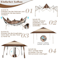 Pikkukuva 4 / 5: 4m x 4m Patio Gazebo Canopy Teltta pyörillä beige