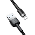 Miniatyrbillede 5 af 9: Holdbart flettet kabel til iPhone USB - Lightning QC3.0 2.4A 1m sort-grå