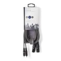Miniatyrbillede 3 af 3: Balanceret Audio kabel | 2x XLR 3-Pin Hanstik | 2x RCA Hanstik | Nikkelplateret | 1.50 m | Runde | PVC | Mørkegrå | Kartonhylster