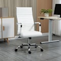 Miniatyrbillede 2 af 10: Kontorstol med vippefunktion, stålfødder, ergonomiske, 360° drejelige hjul, imiteret læder, bæreevne 120 kg, 54 x 62 x 104-114 cm, hvid