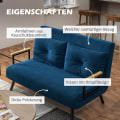 Miniatyrbillede 7 af 10: Sovesofa Relax Stol Seng Funktion Foldesofa Velvet Rygpude Justerbar Ryglæn Blå 102X73X81Cm