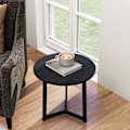 Miniatyrbild 10 av 10: Set med 2 soffbord, runda sidobord, soffbord med stålstomme, soffbord i modern design, för vardagsrum, lastkapacitet upp till 35 kg, svart