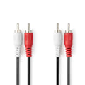 Miniatyrbillede 1 af 3: Stereo Audio kabel | 2x RCA Hanstik | 2x RCA Hanstik | Nikkelplateret | 1.00 m | Runde | Sort | Box