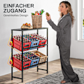 Miniatyrbillede 6 af 10: Fritstående drikkekassestativ til 6 kasser, justerbar hyldehøjde, 3 niveauer, skridsikker, 103 x 33 x 113,5 cm, sort stål