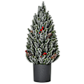 Miniatyrbild 10 av 10: Konstgjord Julgransbord Julgran 170 Grenar Snötäckt Design Med Plastbas Bär Kottar Pe Pvc Ø27 X 47 Cm