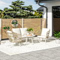 Miniatyrbillede 2 af 10: Havemøbelsæt af polyrattan loungesæt med 2 sofastole bordhynder vejrbestandig siddegruppe til 4 personer udendørs altanmøbelsæt havemøbler til have al