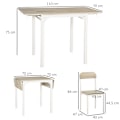 Pikkukuva 4 / 10: 3-Osainen Istuinryhmä Ruokailuryhmä, Jossa 2 Tuolia Ja 1 Pöytä Ruokapöytäsetti Ja Taitettava Pöytälevy Teräs Mdf Luonnollinen + Valkoinen 120 X 60 X 7