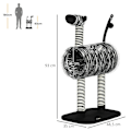 Pikkukuva 4 / 10: Raaputustolppa Cat Tree Zebra Design Kiipeilytunneli Juuttitolppa Musta + Valkoinen 93Cm