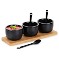 Miniatyrbillede 1 af 8: Snackskåle med skeer, keramik, sort, 90 ml, 7 stk.