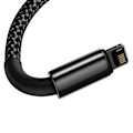 Miniatyrbillede 4 af 9: Flettet kabel til iPhone USB - Lightning 1m - helt sort