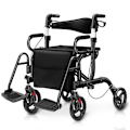 Miniatyrbild 1 av 5: Rollator hopfällbar och lätt med säte 2 i 1 rullstol & reserollator gånghjälp 6-vägs höjdjusterbar