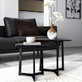 Miniatyrbild 3 av 10: Set med 2 soffbord, runda sidobord, soffbord med stålstomme, soffbord i modern design, för vardagsrum, lastkapacitet upp till 35 kg, svart
