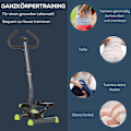Miniatyrbillede 7 af 10: Hjemmetræner Stepper Fitness Swing Stepper Med Lcd-Skærm Og Håndtag Op Til 100 Kg Stål Abs Grå + Grøn 55 X 44 X 108 Cm