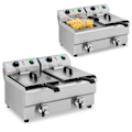 Miniatyrbillede 1 af 7: Elektrisk catering dobbeltfriture med vandhane 230 V 2 x 3000W 2 x 10 L