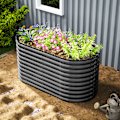 Miniatyrbild 10 av 10: Upphöjd bädd av stål, växtbädd, kall ram, trädgårdsbädd, stapelbar, blomlåda, plug-in växtlåda, 160 x 80 x 80 cm, grönsaksbädd för trädgård, balkong,