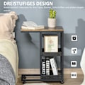 Miniatyrbillede 6 af 10: Sidebord Sofabord med Hjul Hylde Industriel stil Sofabord til Stue Soveværelse Mørkebrun 51 x 33 x 66 cm