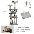 Pikkukuva 4 / 10: Cat Tree Kissan Raapimispylväs Cat Play Tower Kissa Kiipeily Puun Raapimispylväs Riippumatto Harmaa L40 X L40 X K132 Cm