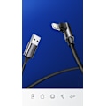 Pikkukuva 2 / 9: Kulmakaapeli iPhone USB:lle - Lightning MFI 2.4A 1m musta