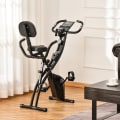 Miniatyrbild 3 av 10: Motionscykel 2-I-1 Cykeltränare Hemmatränare Hopfällbar Motionscykel Med 8 Nivåer Av Justerbart Magnetiskt Motstånd Och 1 Par Stålspännlinor