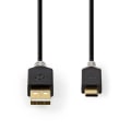 Pikkukuva 2 / 3: USB kaapeli | USB 2.0 | USB-A Uros | USB-C™ Uros | 60 W | 480 Mbps | Kullattu | 2.00 m | Pyöreä | PVC | Antrasiitti | Laatikko